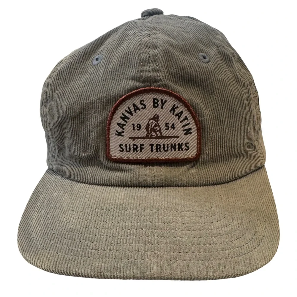 Katin USA Gray Corduroy Snapback Hat Surf Trunks Patch Men's OSFA